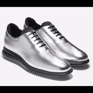 Cole Haan 2.0 Grand Silver laser cut oxfords